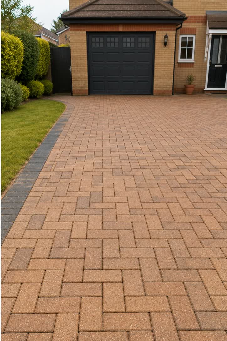 The same block paving driveway with its original colour visible after cleaning in Clitheroe