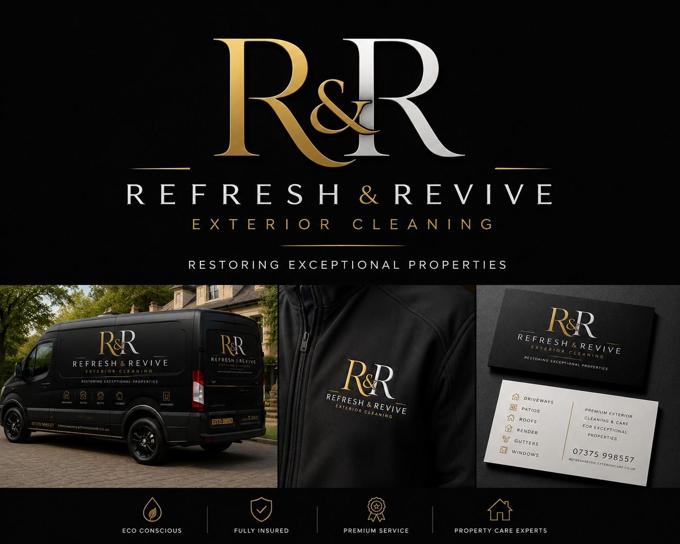Refresh & Revive branded van, workwear and business cards