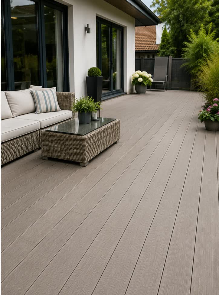 The same decking clean and even in colour after restoration